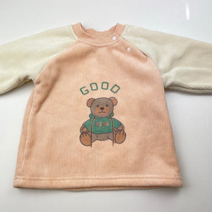 Girls fleece lined, soft feel long sleeve top, marks on cuffs, FUC, size 0-1,  