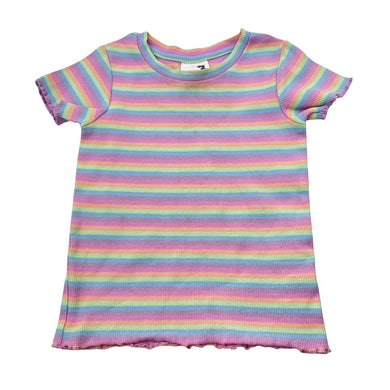 Girls Cotton On, rainbow stripe ribbed tee / top, FUC, size 3,  