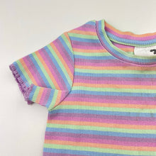 Load image into Gallery viewer, Girls Cotton On, rainbow stripe ribbed tee / top, FUC, size 3,  