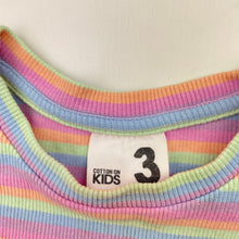 Load image into Gallery viewer, Girls Cotton On, rainbow stripe ribbed tee / top, FUC, size 3,  