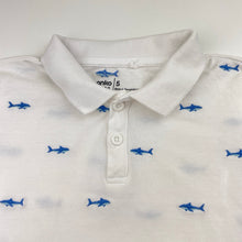 Load image into Gallery viewer, Boys Anko, embroidered cotton polo shirt, sharks, FUC, size 5,  