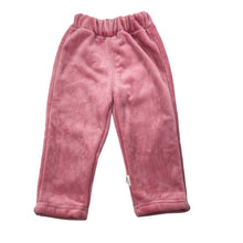 Load image into Gallery viewer, Girls pink, velour fleece lined pants, elasticated, Inside leg: 27cm, EUC, size 2,  