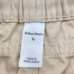 Boys Brilliant Basics, cotton casual pants, elasticated, Inside leg: 46cm, FUC, size 4,  