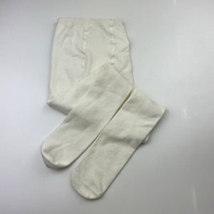 Girls Blue Sky, cream stretchy stockings, GUC, size 6-8,  