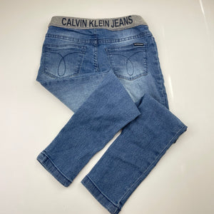 Girls Calvin Klein, stretchy denim jeggings, elasticated, Inside leg: 49cm, GUC, size 7,  