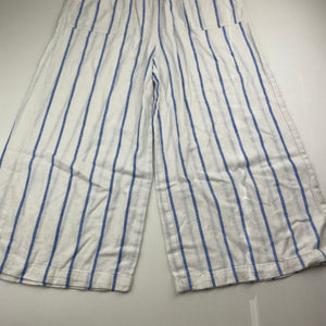 Girls KID, cropped linen blend wide leg pants, elasticated, Inside leg: 43cm, EUC, size 10,  