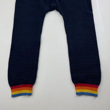 Load image into Gallery viewer, Unisex Next, navy knitted cotton pants, rainbow cuff, GUC, size 3-4,  