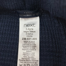 Load image into Gallery viewer, Unisex Next, navy knitted cotton pants, rainbow cuff, GUC, size 3-4,  