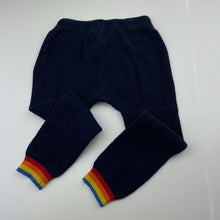 Load image into Gallery viewer, Unisex Next, navy knitted cotton pants, rainbow cuff, GUC, size 3-4,  