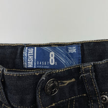 Load image into Gallery viewer, Girls HASHTAG, black stretch denim jeans, adjustable, Inside leg: 58cm, GUC, size 8,  