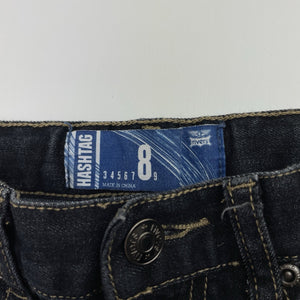 Girls HASHTAG, black stretch denim jeans, adjustable, Inside leg: 58cm, GUC, size 8,  