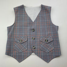Load image into Gallery viewer, Boys vintage, checked pants &amp; waistcoat, Inside leg: 45cm, W: 28.5cm across, armpit to armpit: 31.5cm, EUC, size 5-6,  