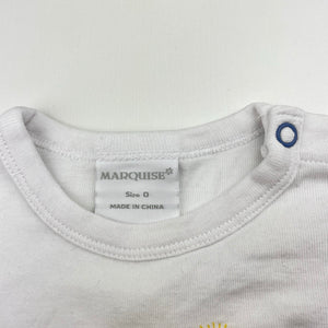 Unisex Marquise, white cotton tee / top, GUC, size 0,  