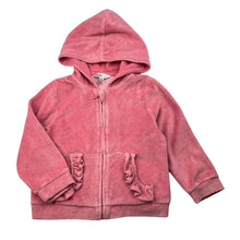 Load image into Gallery viewer, Girls Bebe by Minihaha, velour zip hoodie sweater, mark left shoulder, FUC, size 2,  