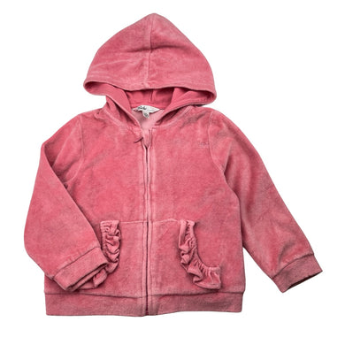 Girls Bebe by Minihaha, velour zip hoodie sweater, mark left shoulder, FUC, size 2,  