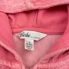 Load image into Gallery viewer, Girls Bebe by Minihaha, velour zip hoodie sweater, mark left shoulder, FUC, size 2,  