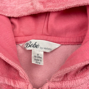 Girls Bebe by Minihaha, velour zip hoodie sweater, mark left shoulder, FUC, size 2,  