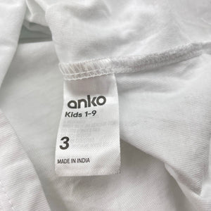 Unisex Anko, white cotton long sleeve tee / top, FUC, size 3,  