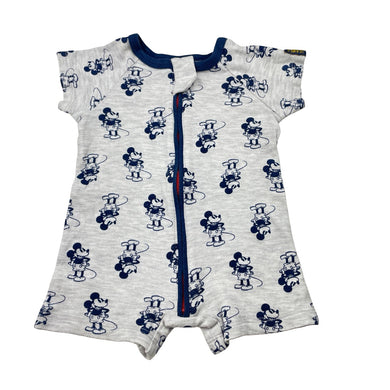 Boys Disney, Mickey Mouse cotton zip romper, GUC, size 000,  