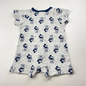 Boys Disney, Mickey Mouse cotton zip romper, GUC, size 000,  