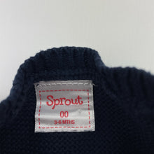 Load image into Gallery viewer, Girls Sprout, navy knitted cotton cardigan, GUC, size 00,  