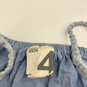 Girls Cotton On, chambray cotton summer dress, FUC, size 4, L: 57cm