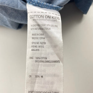 Girls Cotton On, chambray cotton summer dress, FUC, size 4, L: 57cm