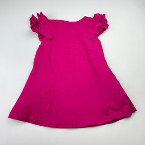 Girls Alfaberry, pink stretchy short sleeve dress, marks on front, FUC, size 1, L: 40cm