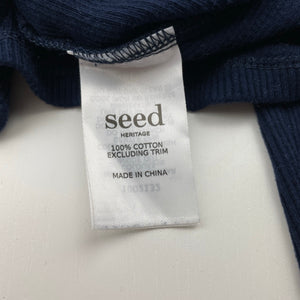 Girls Seed, navy ribbed cotton long sleeve top, GUC, size 12,  