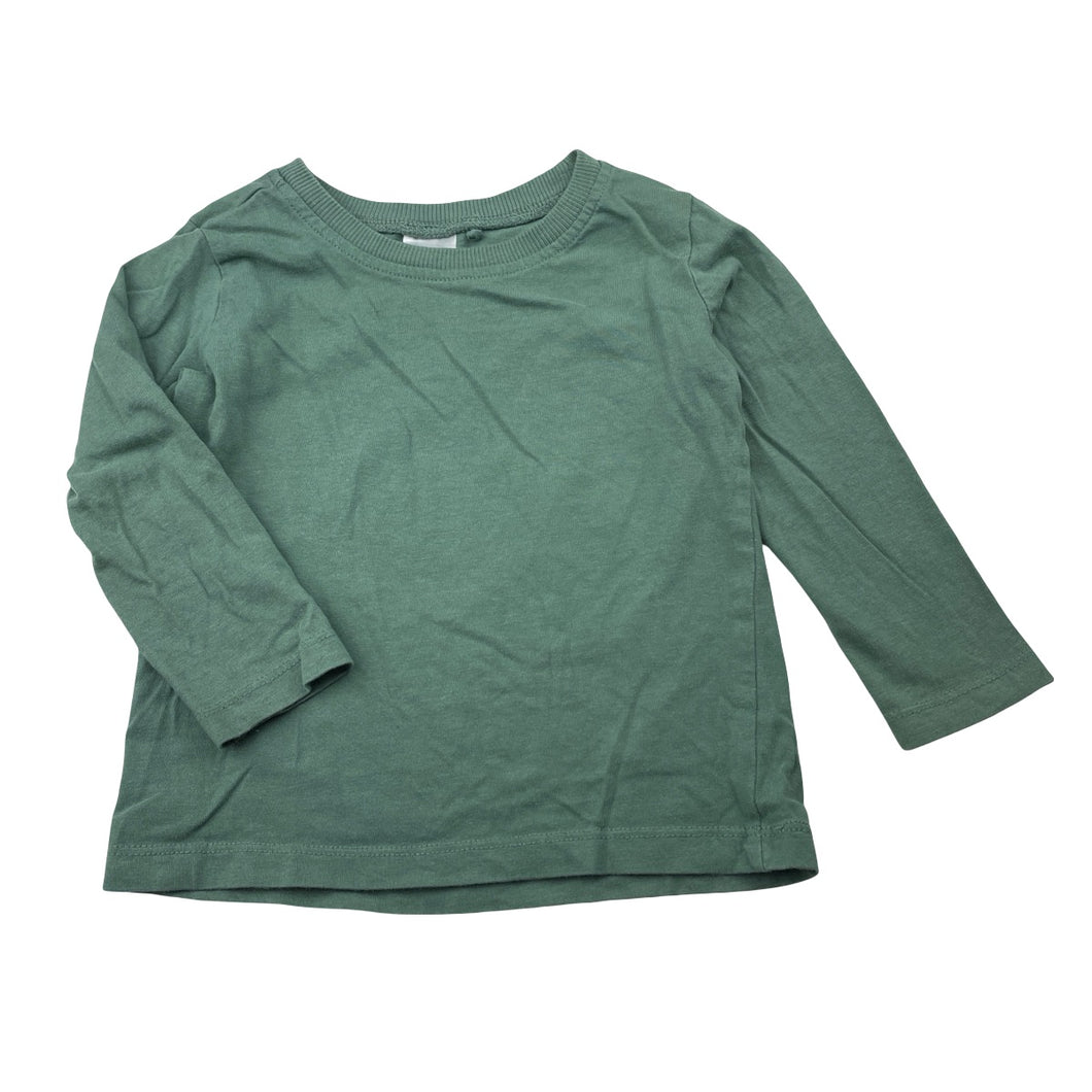 Unisex Anko, green cotton long sleeve tee / top, GUC, size 1,  