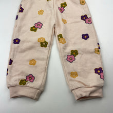 Load image into Gallery viewer, Girls floral, waffle casual pants, elasticated, no size, Inside leg: 27cm, EUC, size 1-2,  