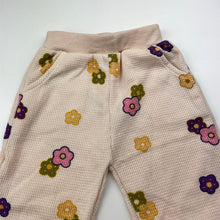 Load image into Gallery viewer, Girls floral, waffle casual pants, elasticated, no size, Inside leg: 27cm, EUC, size 1-2,  
