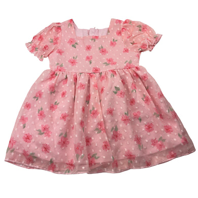 Girls lined, lightweight floral dress, EUC, size 0, L: 43cm