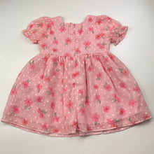 Load image into Gallery viewer, Girls lined, lightweight floral dress, EUC, size 0, L: 43cm