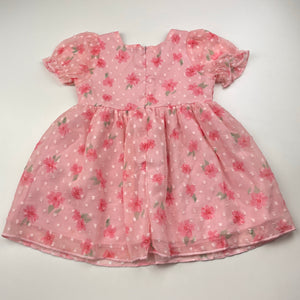 Girls lined, lightweight floral dress, EUC, size 0, L: 43cm