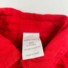 Load image into Gallery viewer, Boys Baby Berry, red linen/cotton short sleeve shirt, EUC, size 000,  