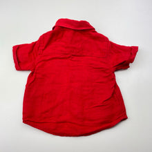 Load image into Gallery viewer, Boys Baby Berry, red linen/cotton short sleeve shirt, EUC, size 000,  
