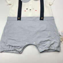 Load image into Gallery viewer, Boys pureborn, blue &amp; white lightweight romper, NEW, size 0-1,  