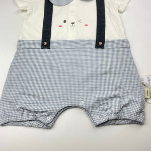 Boys pureborn, blue & white lightweight romper, NEW, size 0-1,  