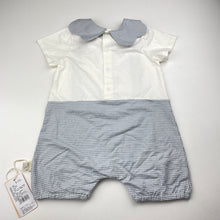 Load image into Gallery viewer, Boys pureborn, blue &amp; white lightweight romper, NEW, size 0-1,  