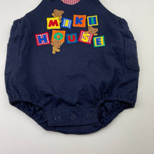Load image into Gallery viewer, Boys MIKI HOUSE, embroidered navy cotton romper, EUC, size 2,  