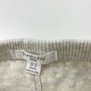Unisex purebaby, organic cotton knit leggings / bottoms, light mark left leg, FUC, size 000,  