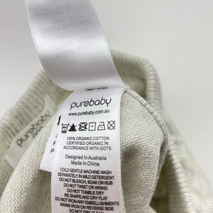 Unisex purebaby, organic cotton knit leggings / bottoms, light mark left leg, FUC, size 000,  
