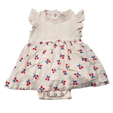 Girls Jack & Milly, cotton romper dress, cherries, EUC, size 00,  