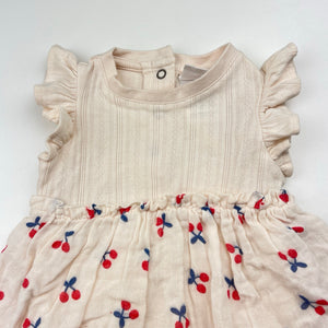 Girls Jack & Milly, cotton romper dress, cherries, EUC, size 00,  