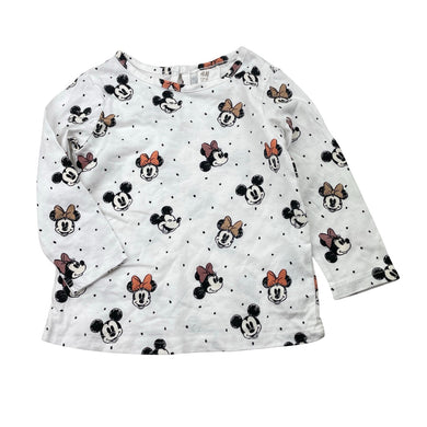 Girls H&M, Mickey & Minnie Mouse cotton long sleeve top, GUC, size 00,  