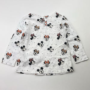 Girls H&M, Mickey & Minnie Mouse cotton long sleeve top, GUC, size 00,  