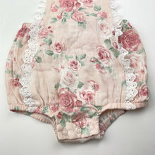 Load image into Gallery viewer, Girls Baby Baby, broderie trim floral cotton romper, EUC, size 0,  