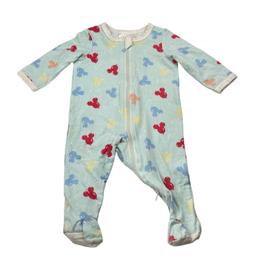 Unisex Disney, Mickey Mouse stretchy zip coverall / romper, EUC, size 000,  