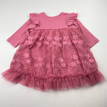 Load image into Gallery viewer, Girls Dymples, embroidered tulle long sleeve dress, EUC, size 000, L: 36cm